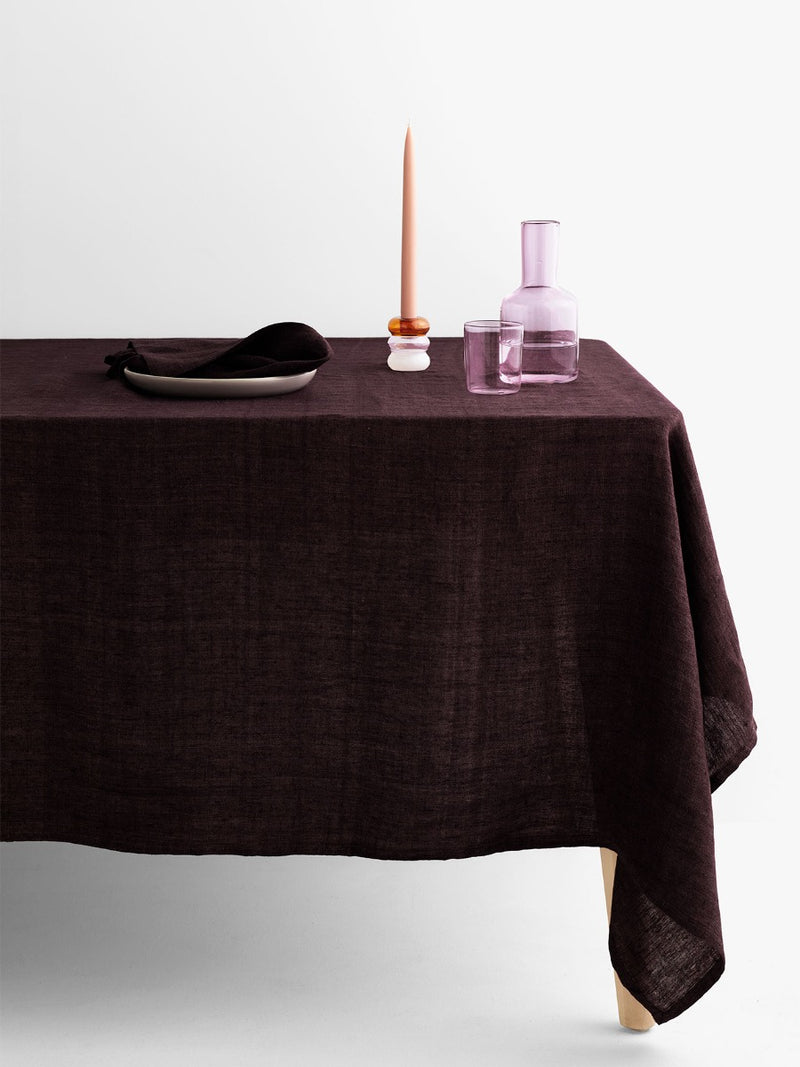 Vintage Linen Tablecloth in Mulberry