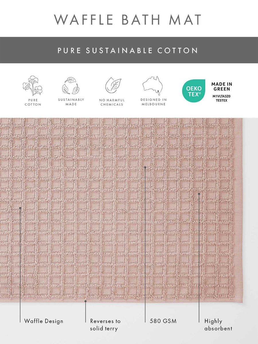 Waffle Bath Mat in Pink Clay