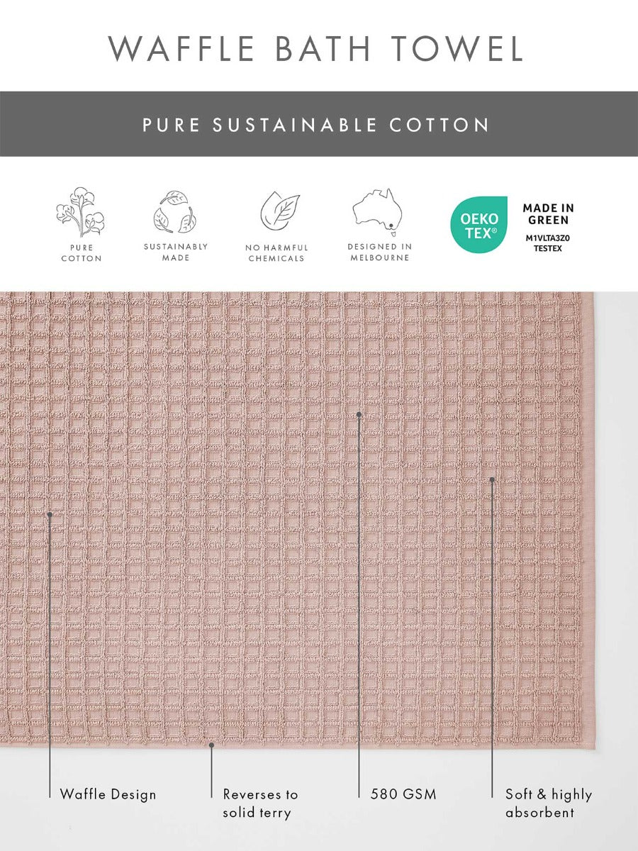 Waffle Bath Towel in Pink Clay