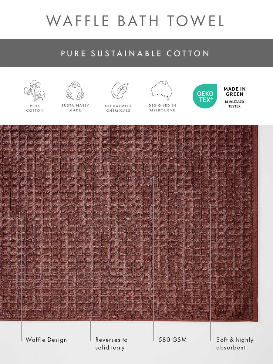 Waffle Hand Towel in Mahogany