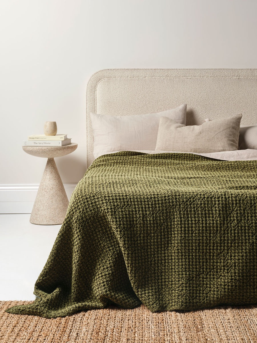 Stonewash Waffle Bed Cover in Caper