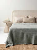 Stonewash Waffle Bed Cover in Dusty Blue