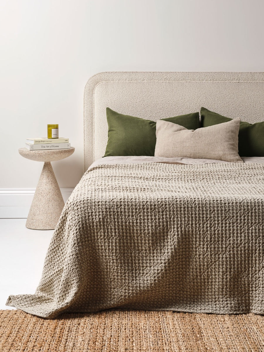 Stonewash Waffle Bed Cover in Feather