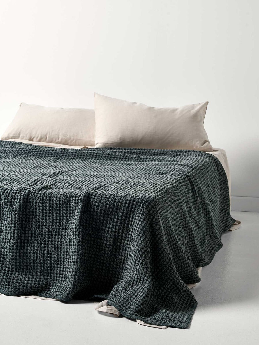 Stonewash Waffle Bed Cover in Greystone