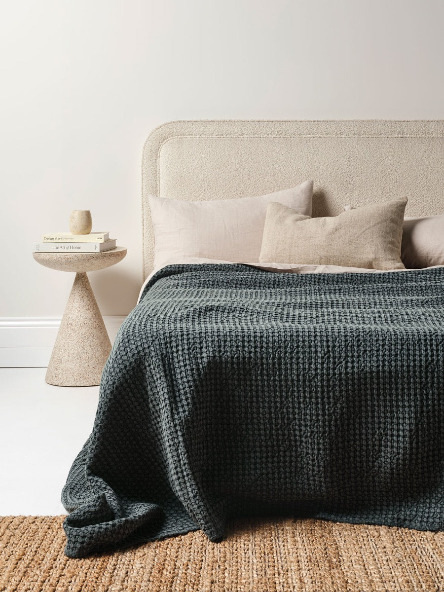 Stonewash Waffle Bed Cover in Greystone