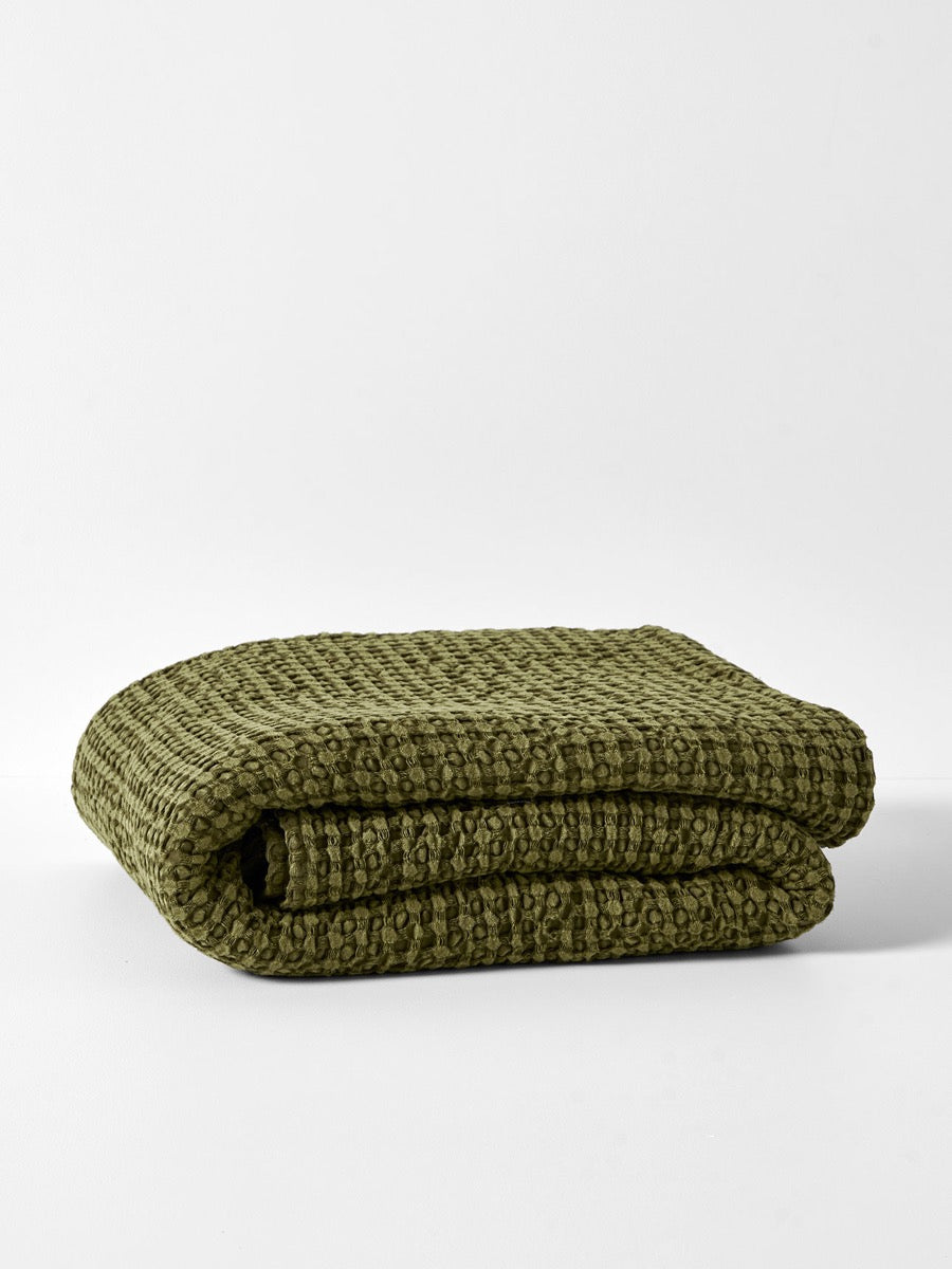 Stonewash Waffle Throw in Caper