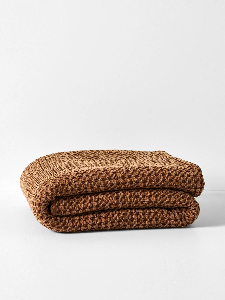 Stonewash Waffle Throw in Clove