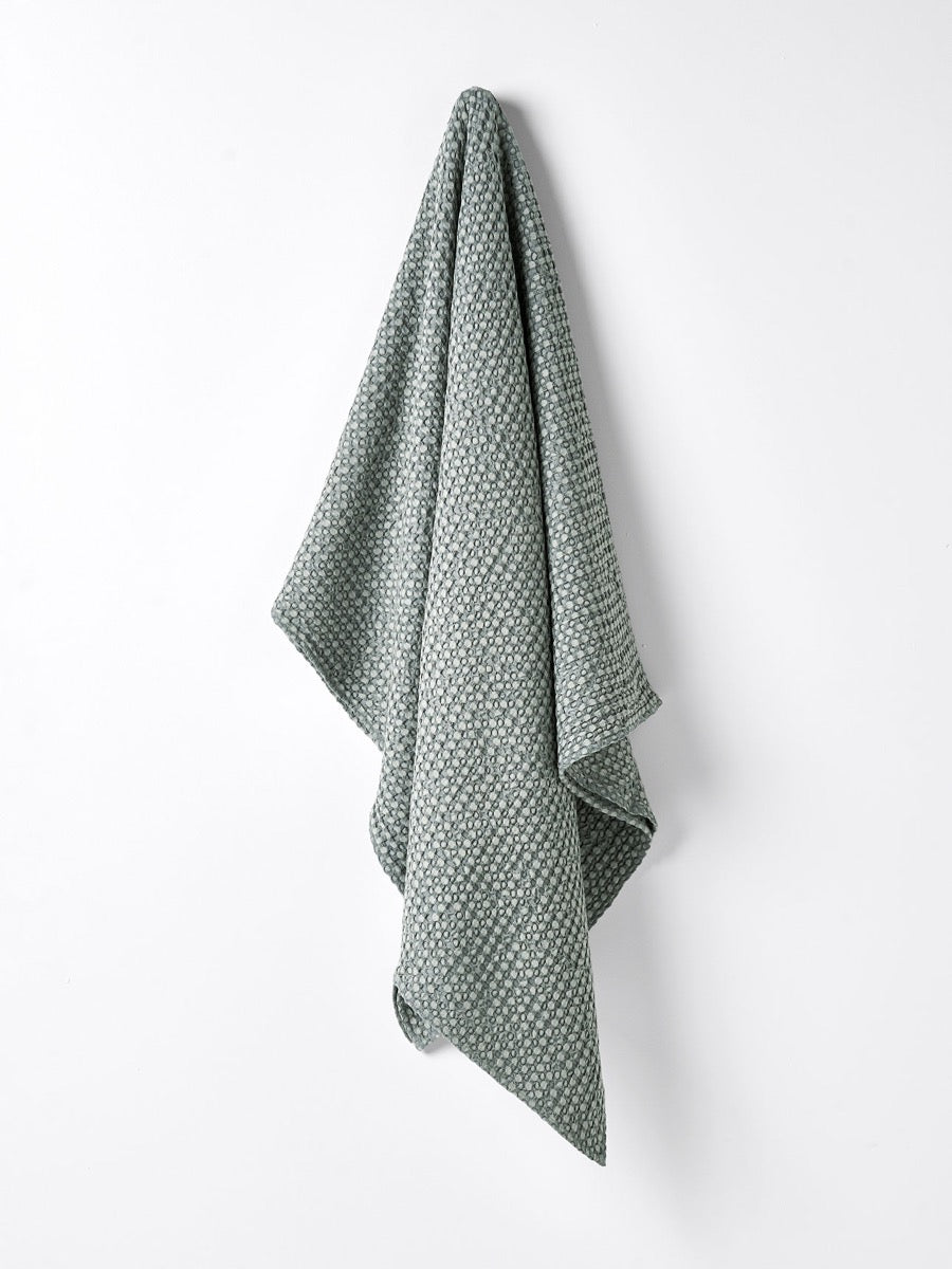 Stonewash Waffle Throw in Dusty Blue