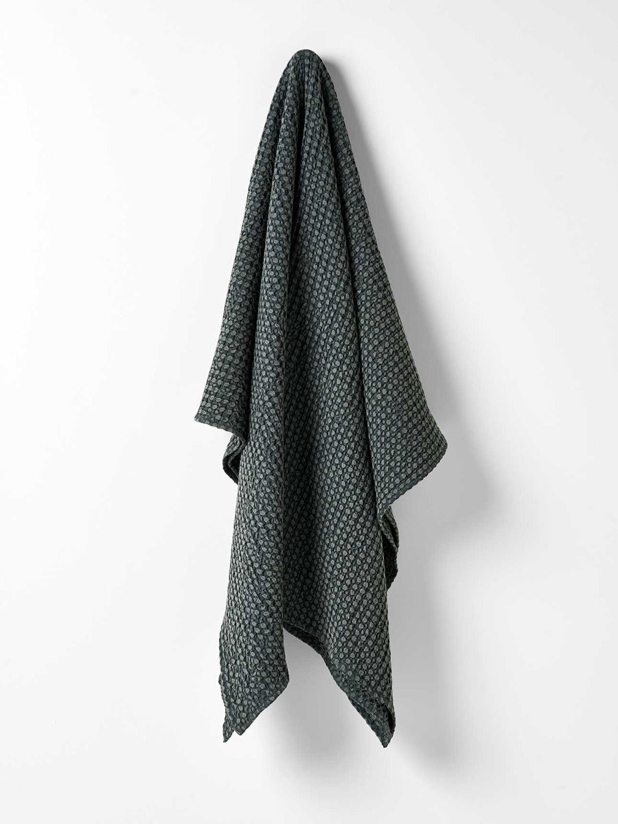 Stonewash Waffle Throw in Greystone