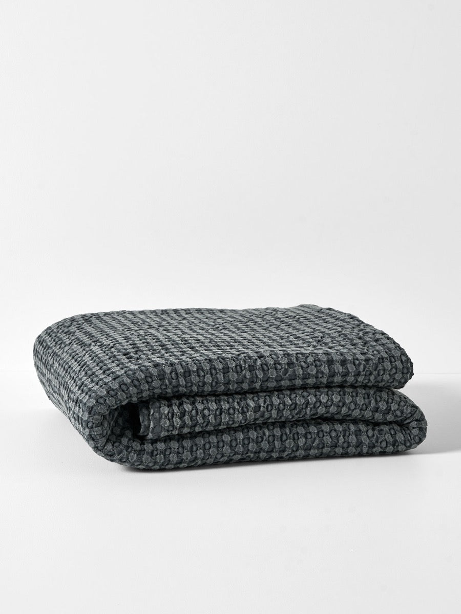 Stonewash Waffle Throw in Greystone