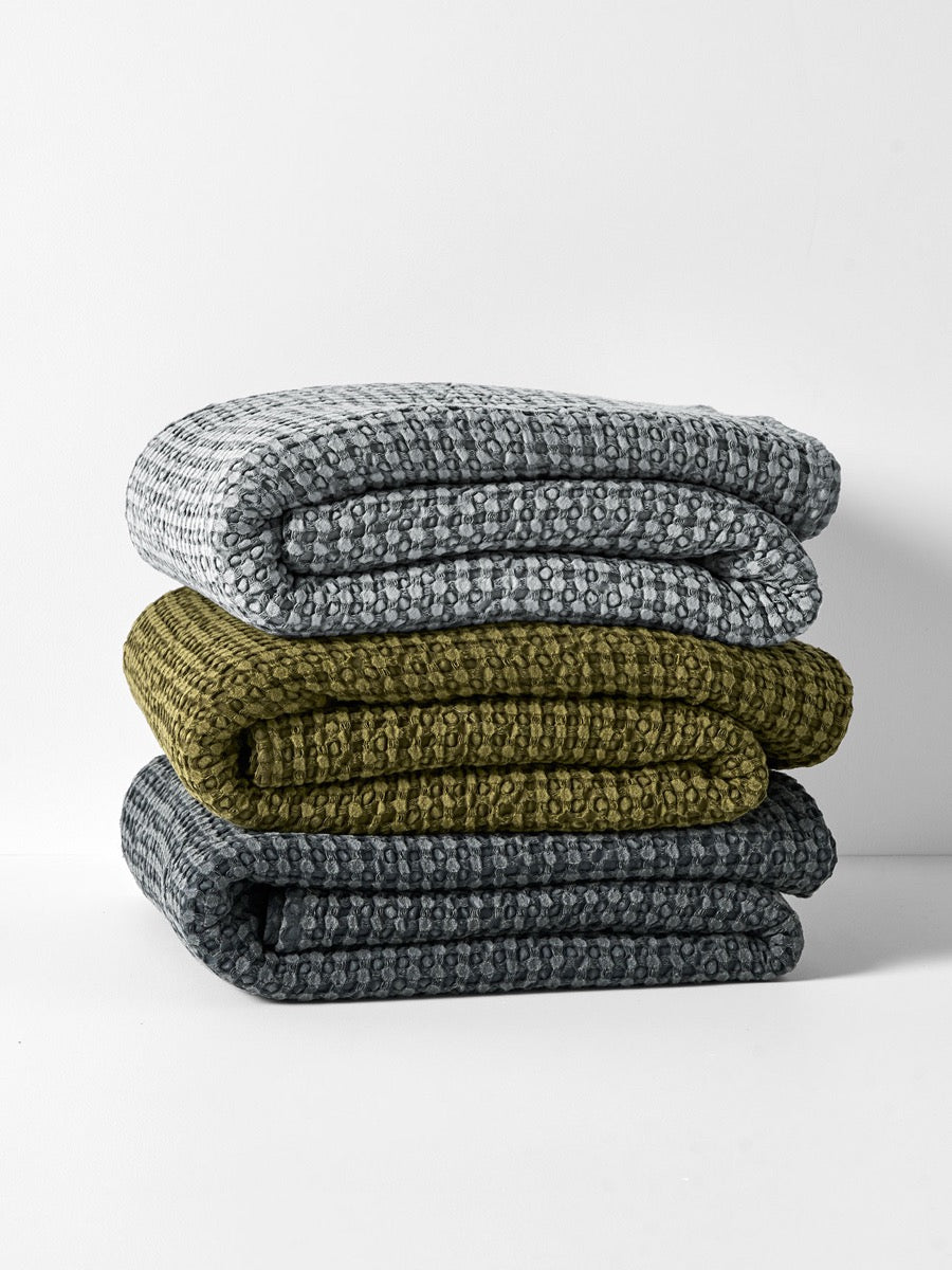 Stonewash Waffle Throw in Caper