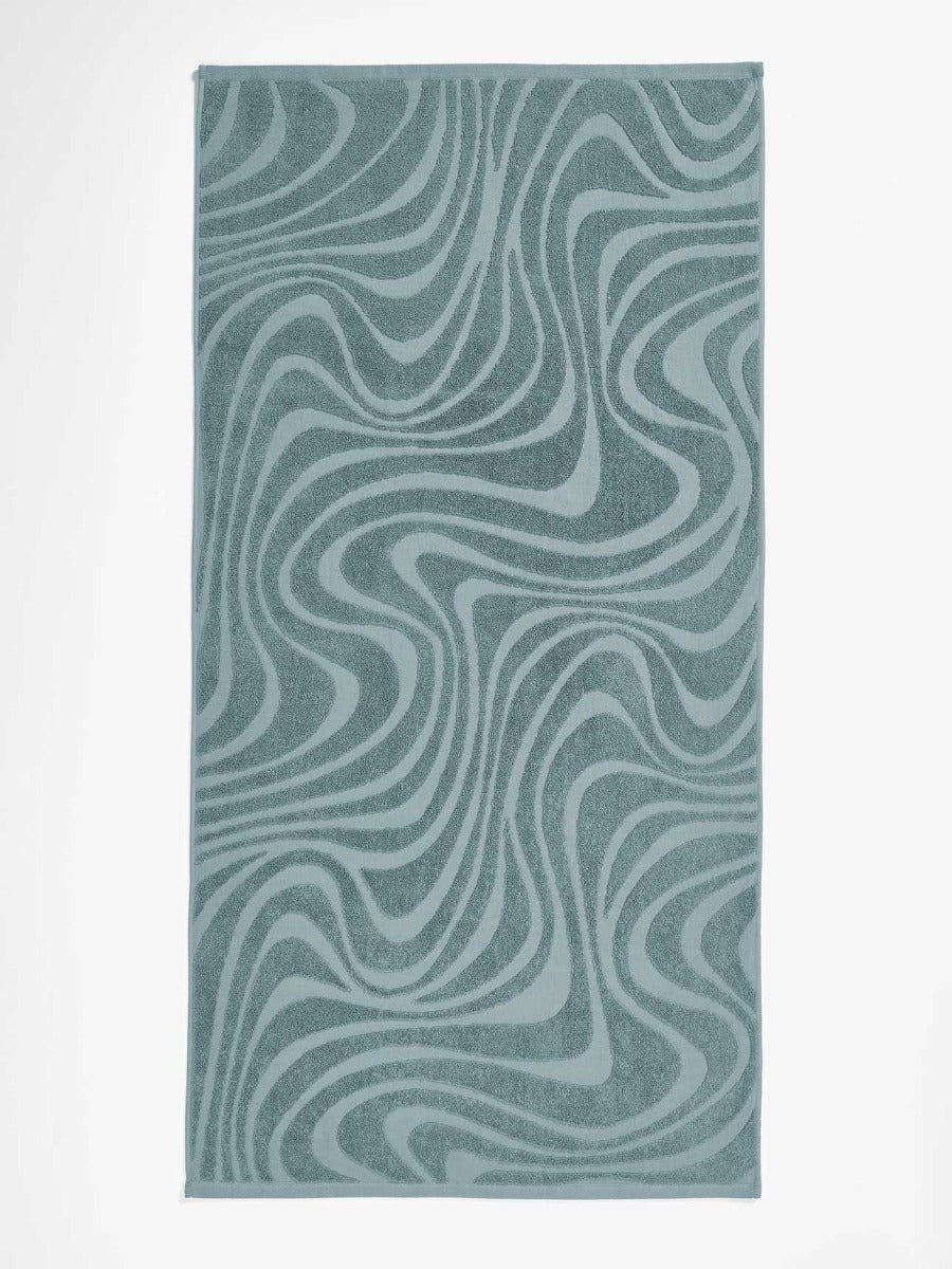 Wave Australian Cotton Bath Sheet in Pacific Blue
