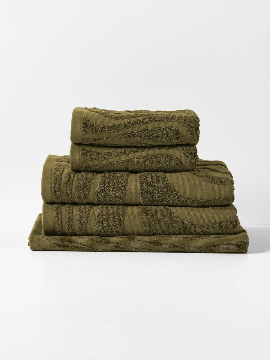 Wave Australian Cotton Bath Towel Set in Willow