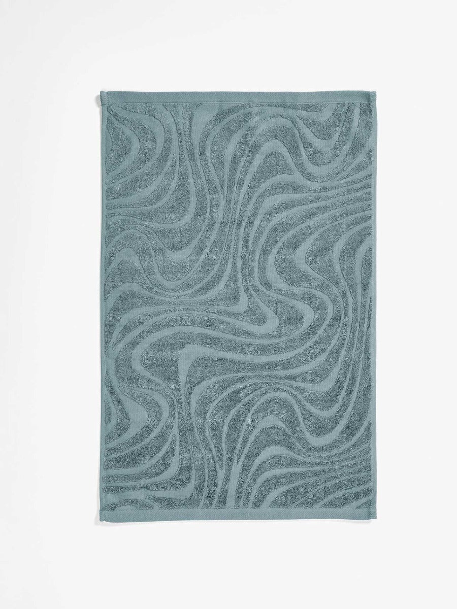 Wave Australian Cotton Hand Towel in Pacific Blue