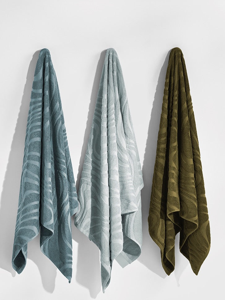 Wave Australian Cotton Bath Sheet in Pacific Blue
