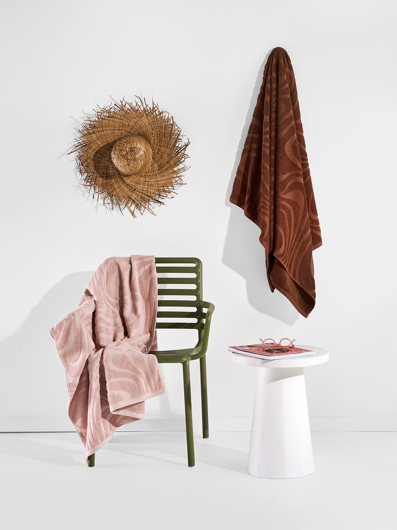 Wave Australian Cotton Bath Towel Set in Shell