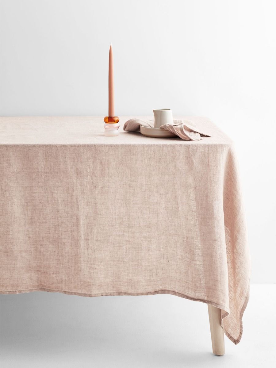 Vintage Linen Tablecloth in Shell