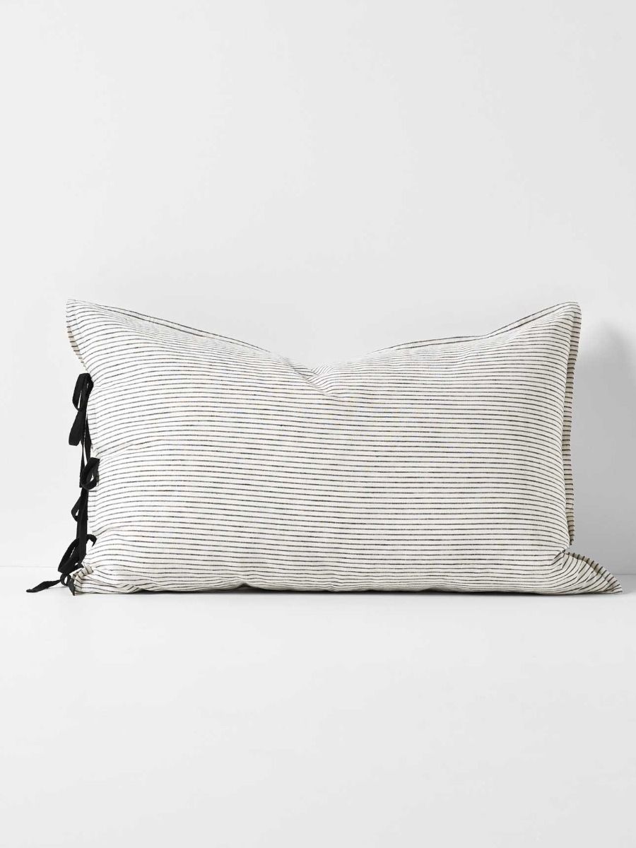 Chambray Mini Stripe Standard Pillowcase in Smoke