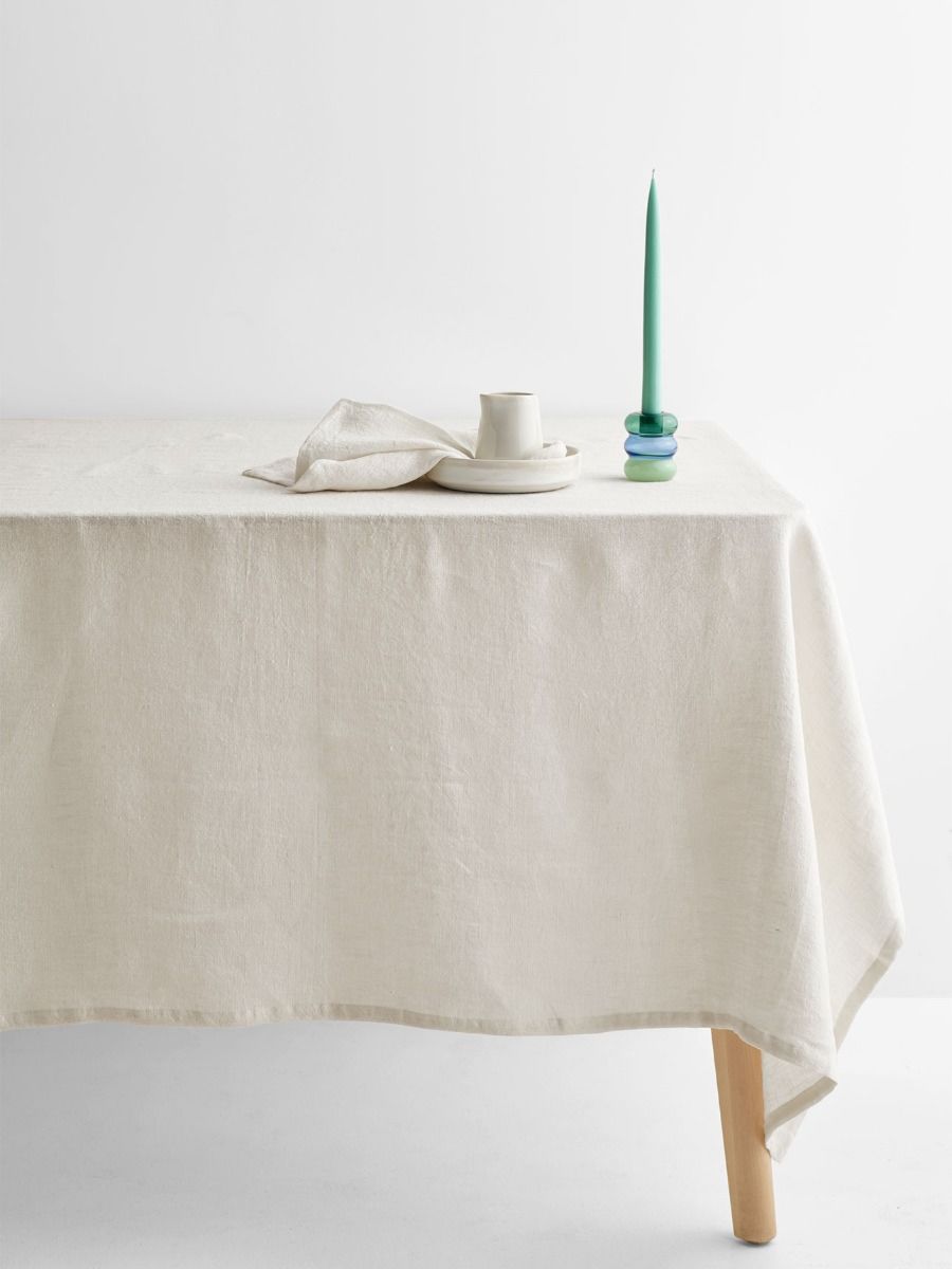 Vintage Linen Tablecloth in Sand
