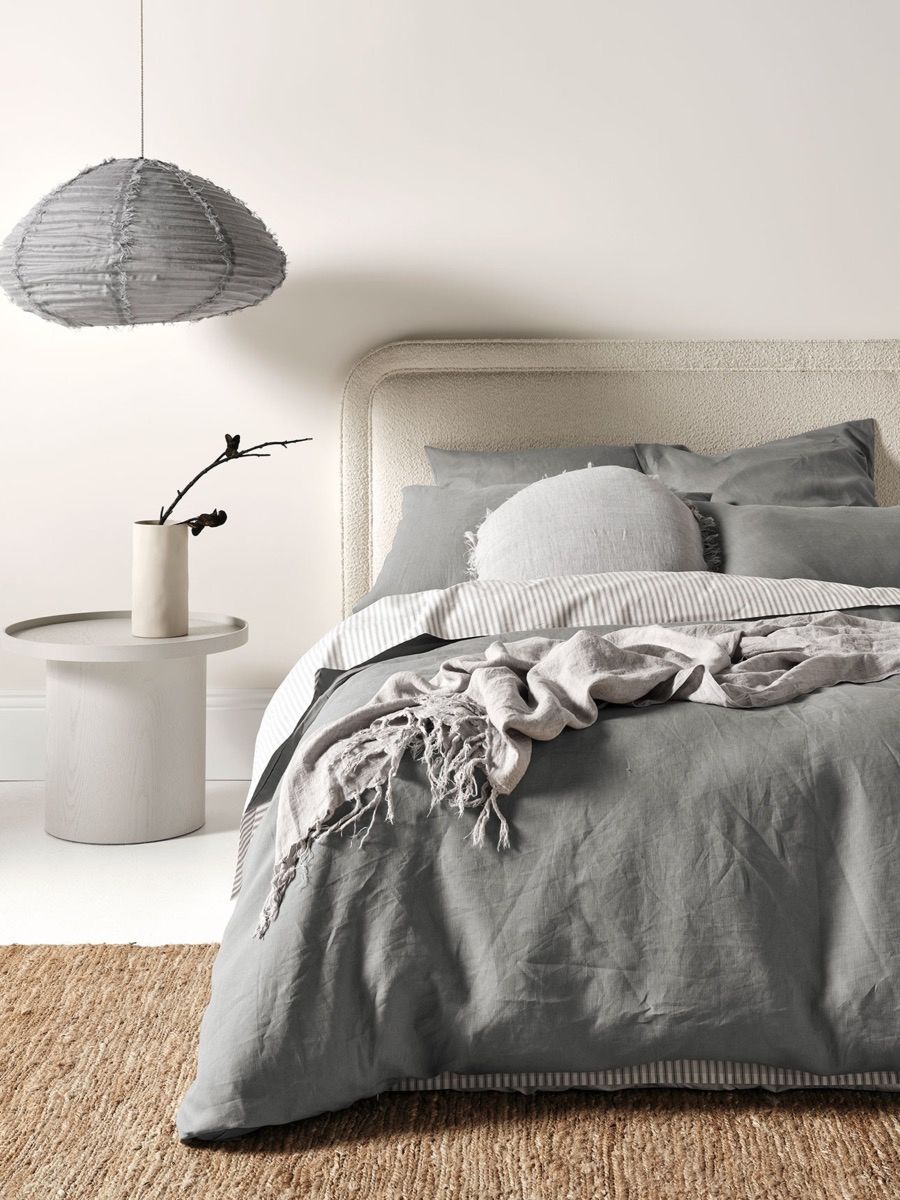Emile Linen Quilt Cover in Smoke