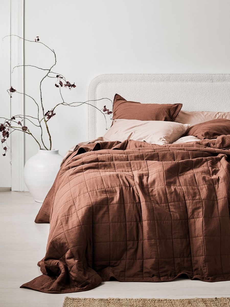 Emile Linen Coverlet in Clove