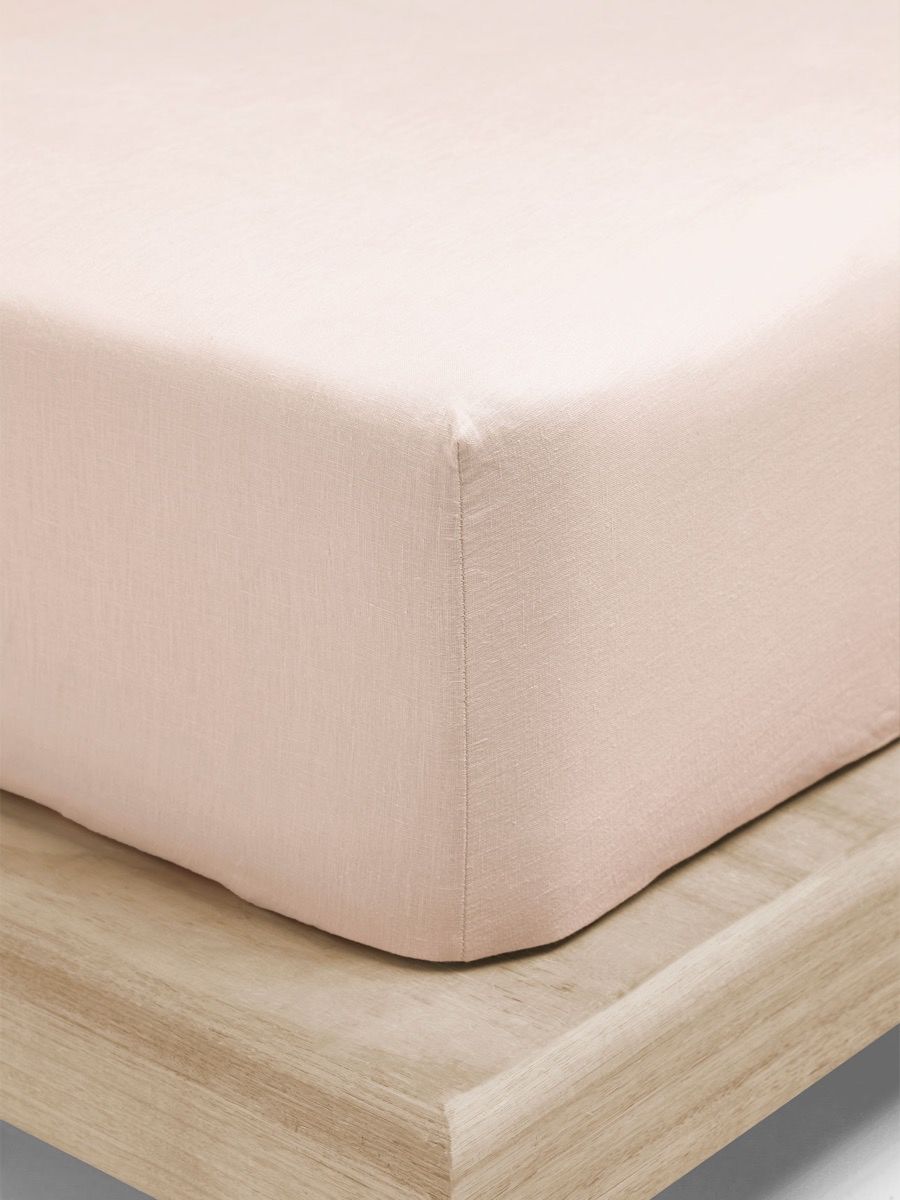 Emile Linen Fitted Sheet in Blush