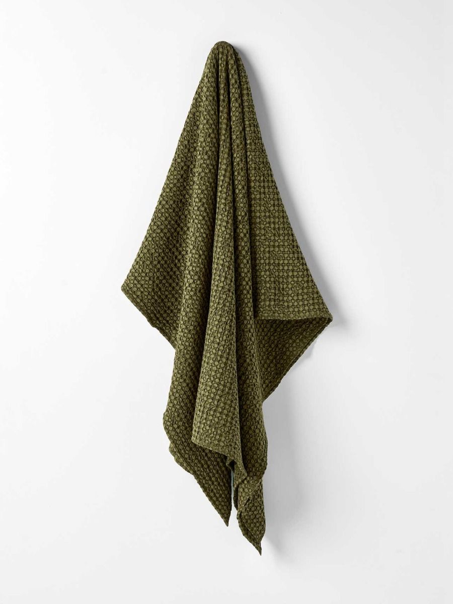 Stonewash Waffle Throw in Caper