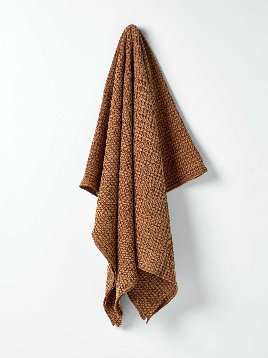 Stonewash Waffle Throw in Clove