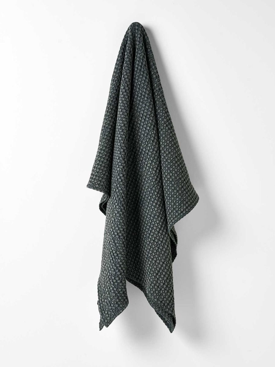 Stonewash Waffle Throw in Greystone