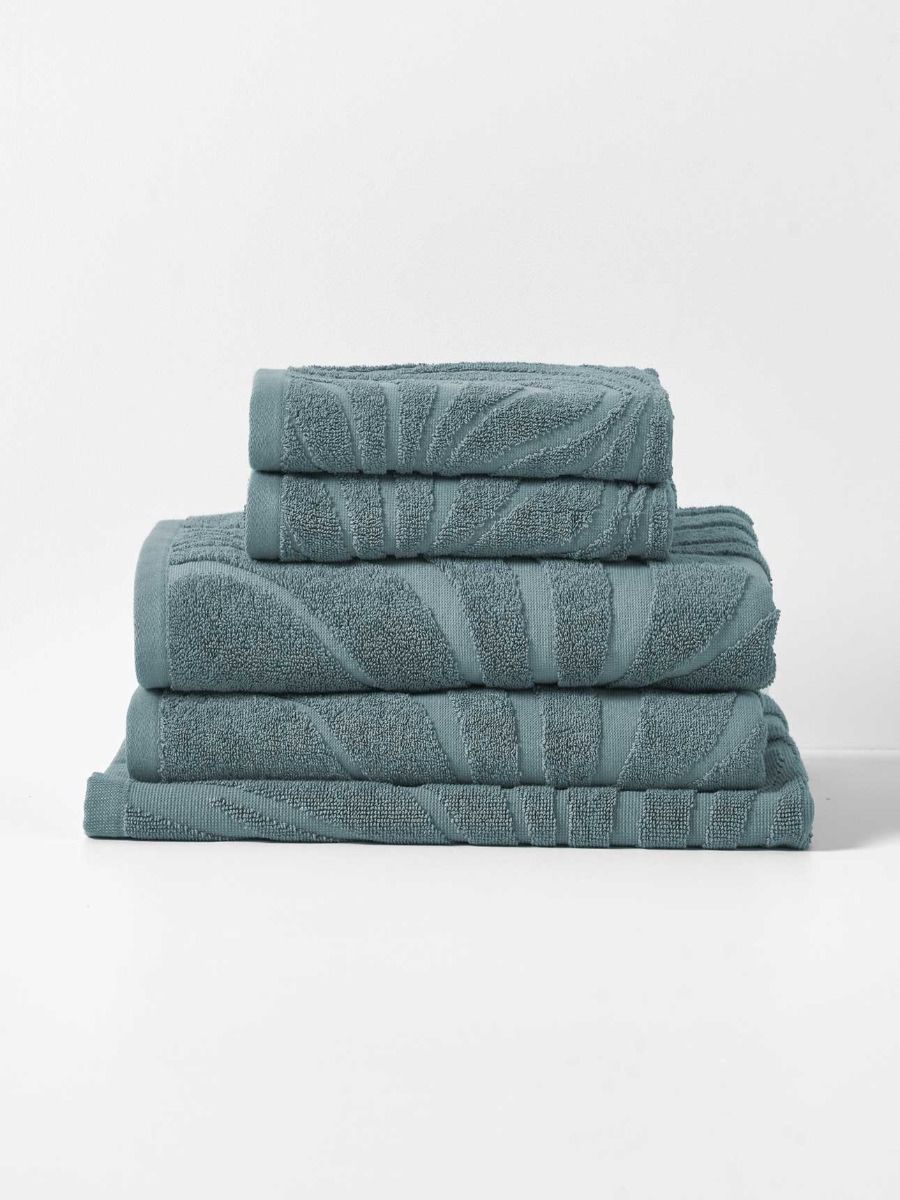 Wave Australian Cotton Bath Towel Set in Pacific Blue