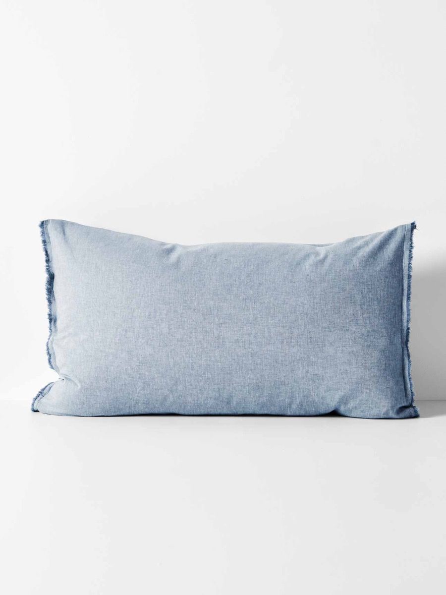 Chambray Fringe Standard Pillowcase - Denim