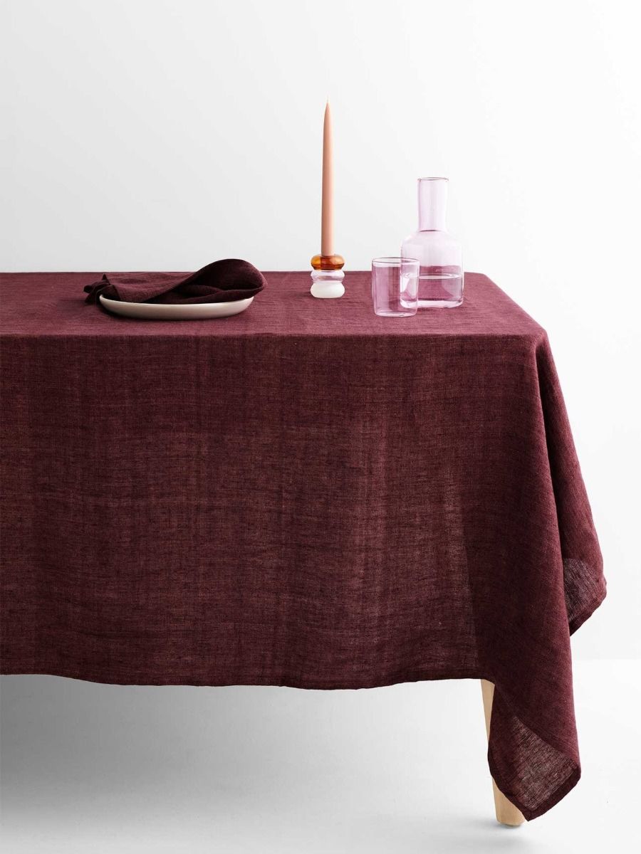 Vintage Linen Tablecloth in Syrah