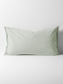 Chambray Fringe Standard Pillowcase in Mist