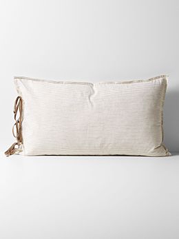 Chambray Mini Stripe Standard Pillowcase in Natural