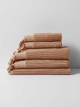 Paros Rib Bath Towel Set in Clay