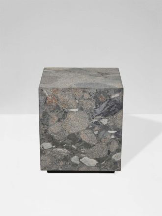 Rufus Block Square Marble Side Table - Grey Fleck Marble